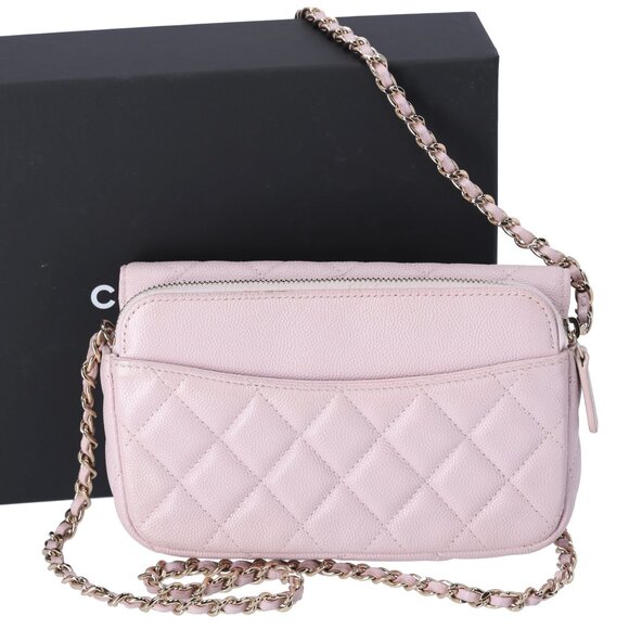 CHANEL Classic Flap Phone Holder on Chain WOC Crossbody Pink Caviar - Picture 2 of 10